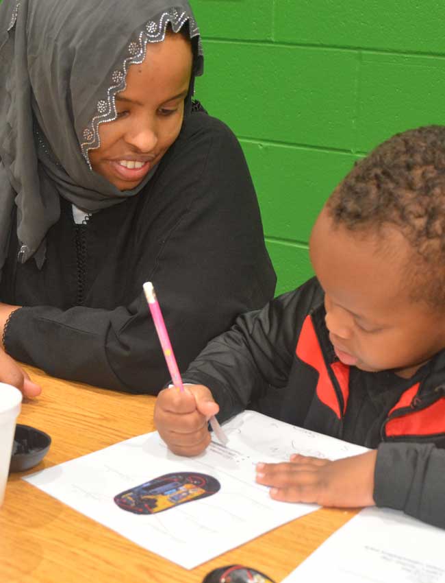 Students engaged in STEM activities